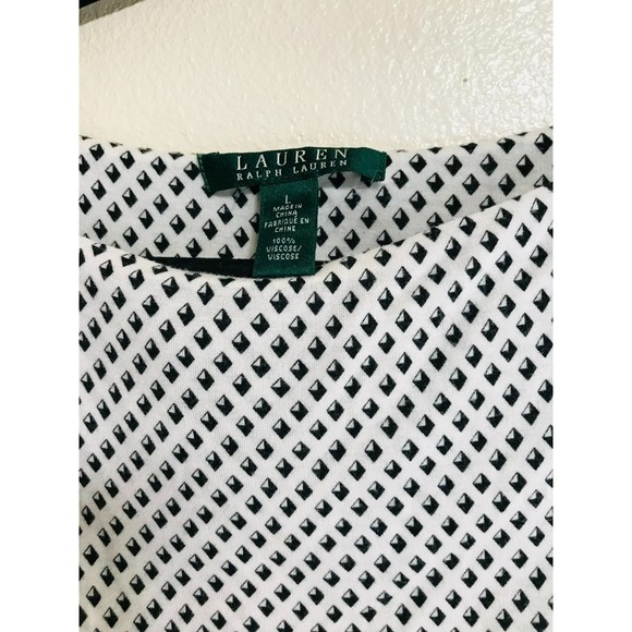 Lauren Ralph Lauren Slub Knit, Viscose Geometric Pattern Top, Size L - Picture 2 of 4
